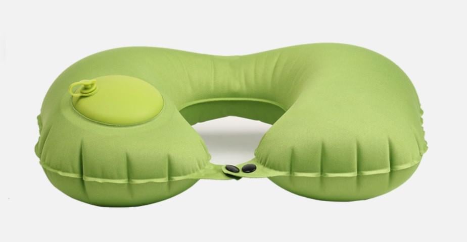 Надувна подушка для подорожей SUNROZ Inflatable Pillow з вбудованим насосом Зелений (SUN6306)