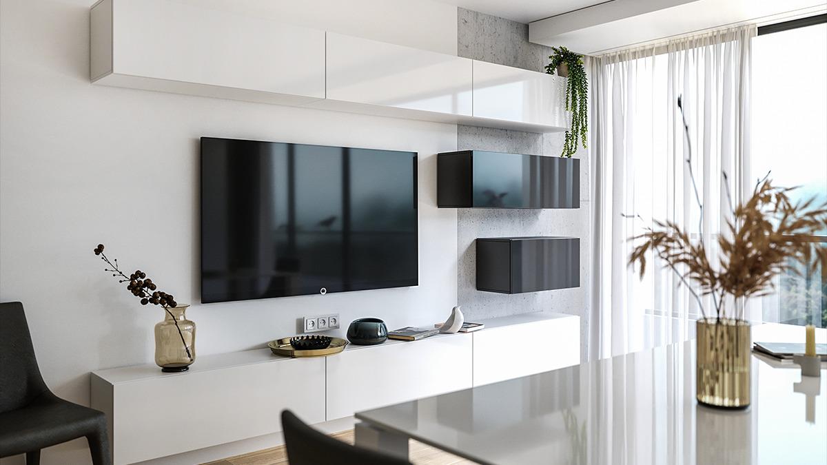 Комплект в гостиную MiroMark BOX F5 Белый глянец/Черный глянец (BX-F5-WB/BL)