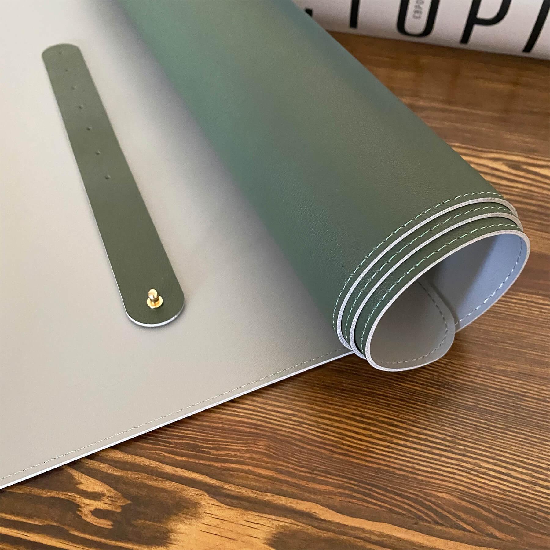 Настольное покрытие-бювар из эко-кожи 900х450х2 мм Серый/Зеленый