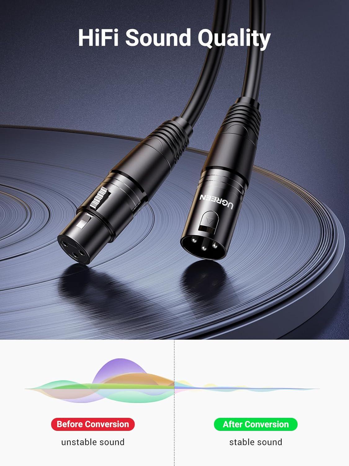 Кабель UGREEN XLR мама-XLR папа аудіо для мікшеру 5 м Чорний (20712) - фото 2