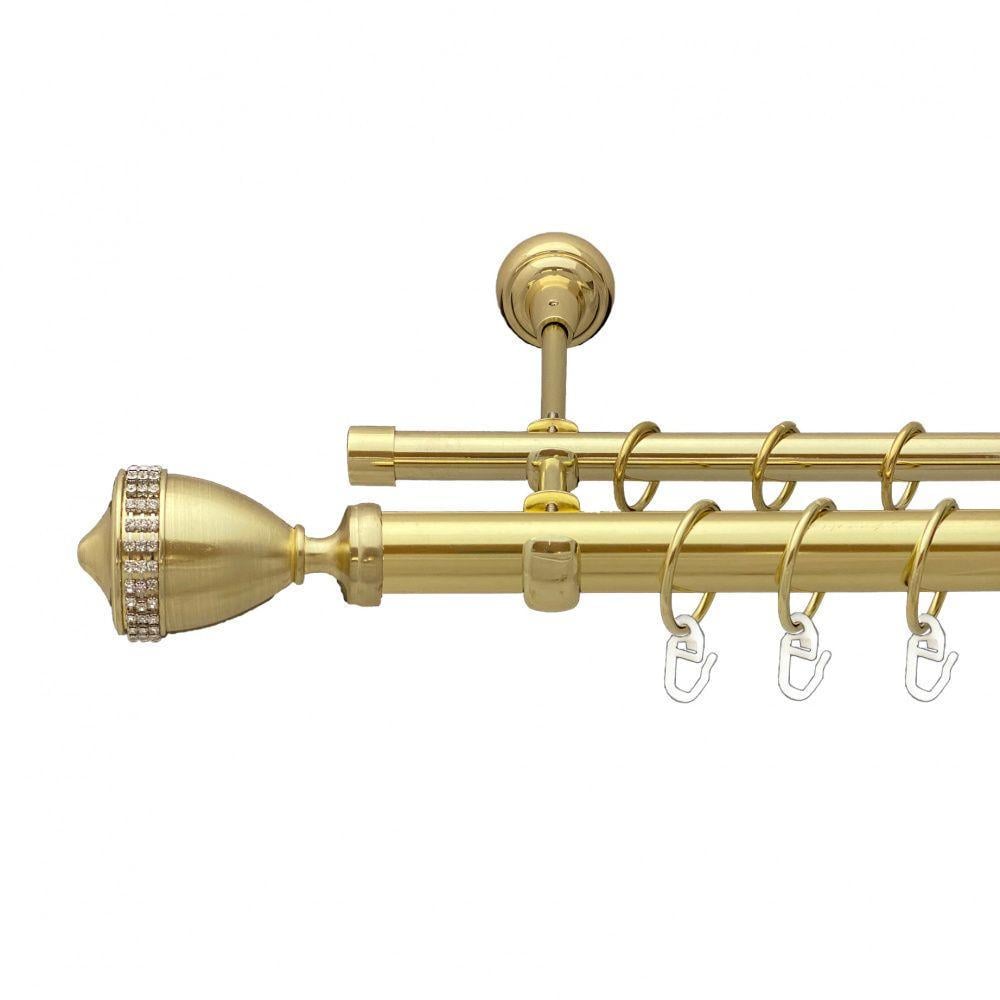 Карниз для штор Orvit Этерния двухрядный гладкий 25/16 мм 160 см Золотой (00-00012734)