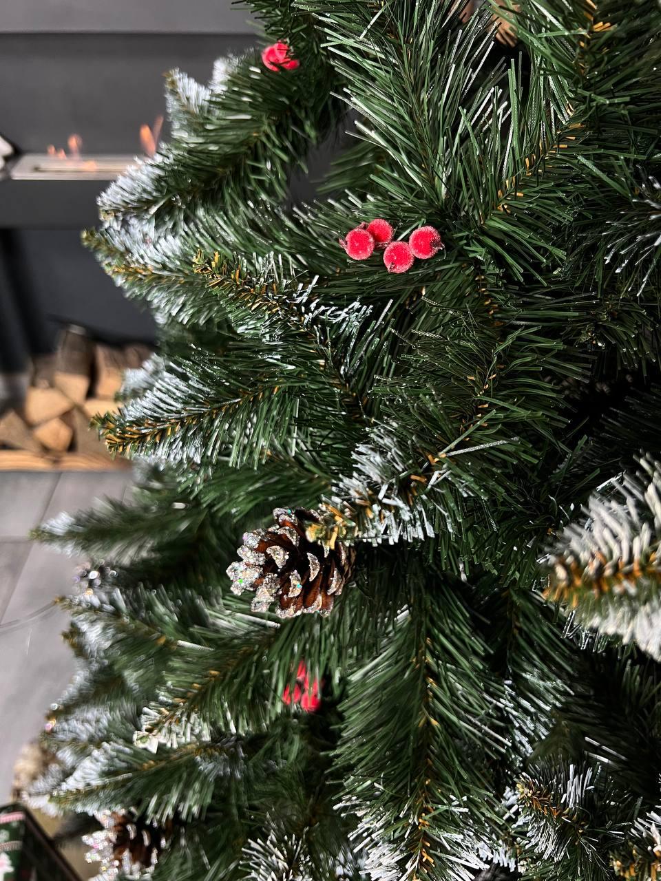 Искусственная елка заснеженная Элитная с шишками и калиной 2,2 м Зеленый (YA678186) - фото 5 Искусственная елка заснеженная Элитная с шишками и калиной 2,2 м Зеленый (YA678186) - фото 5