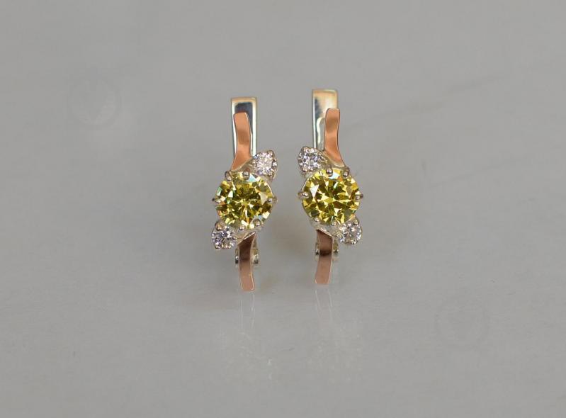 Серебряные серьги Sil с золотыми вставками 134s-13 Желтый (Sil-1200)