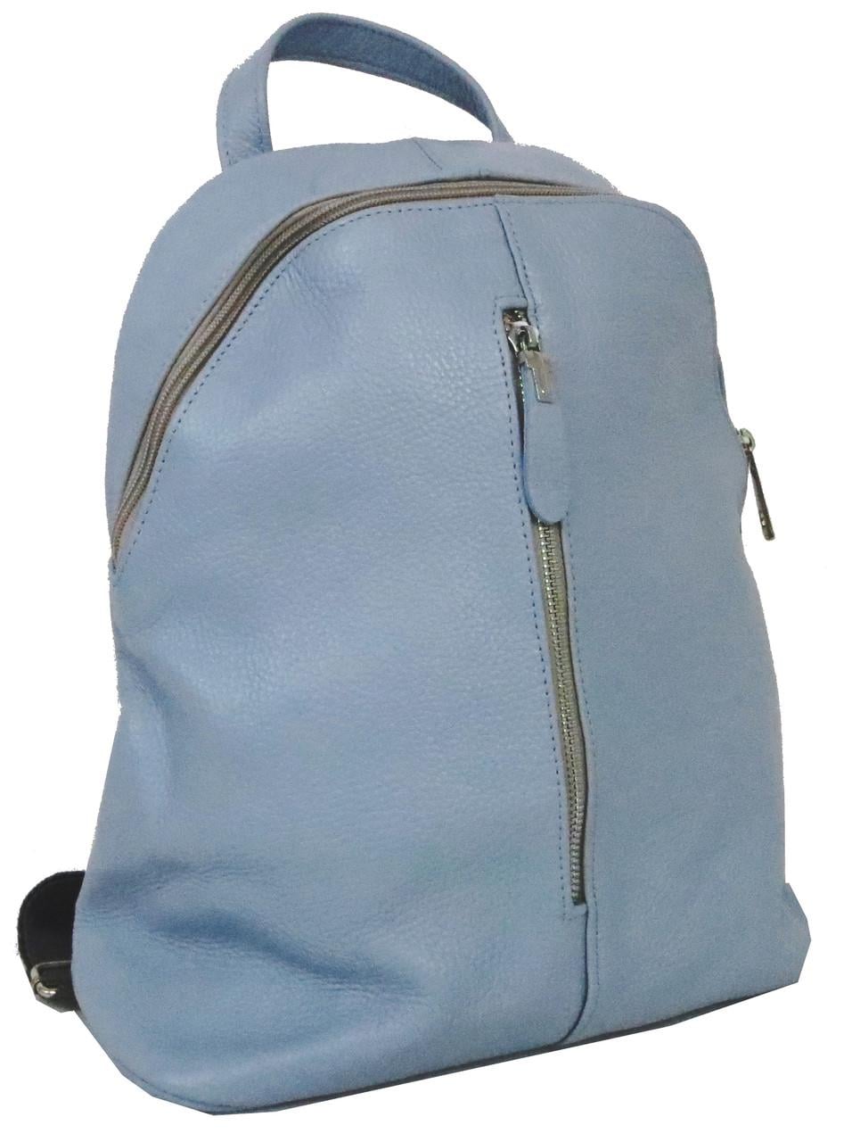 Рюкзак кожаный женский Borsacomoda 841.017 14 л Голубой