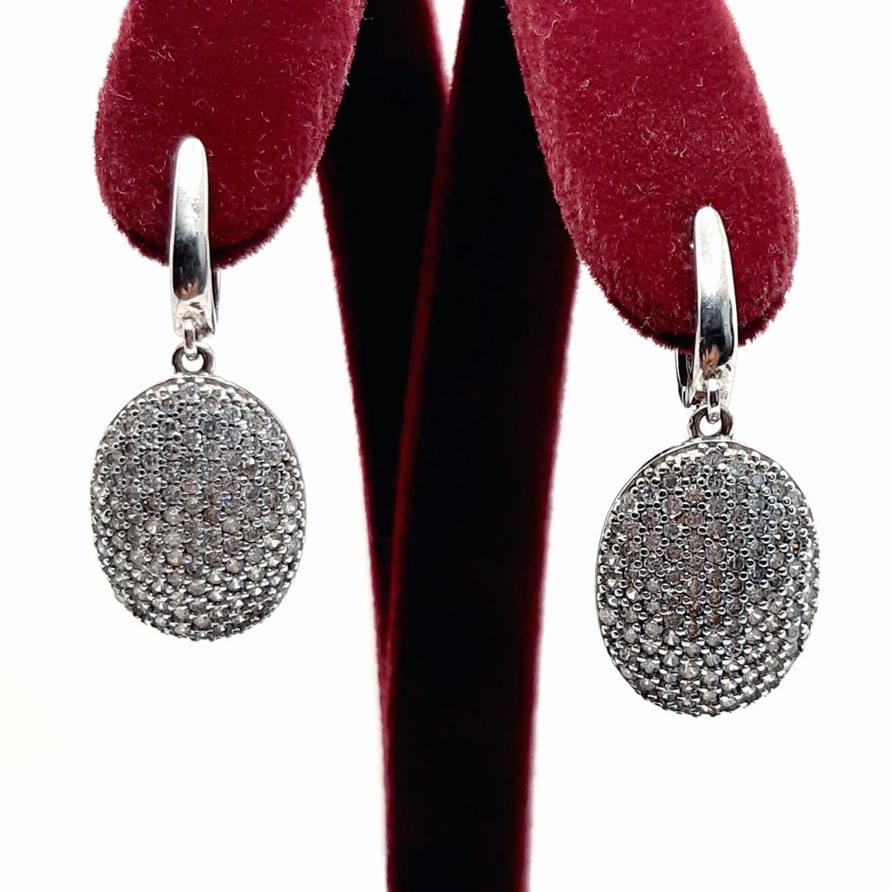 Серьги серебро овал родий 925° 6,85 г (С-421)