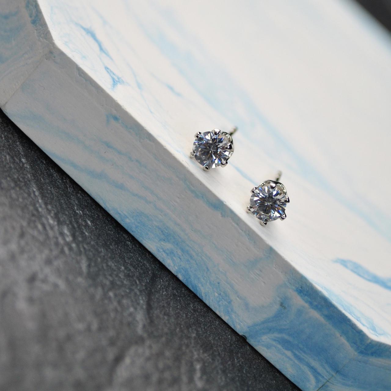 Сережки-гвоздики медицинская сталь родий 5 мм (x043)