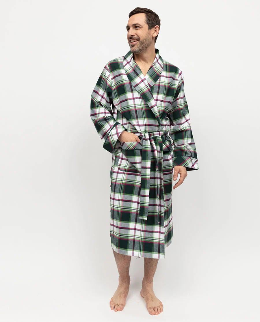Халат мужской CYBERJAMMIES Forrest 3051 в клетку M Зеленый (т1624-g2068-М2533)
