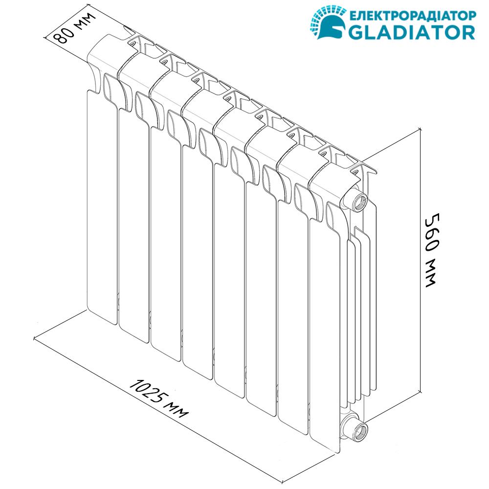 Электрорадиатор Gladiator 14Т стандарт 500/80 программатор 1,3 кВт - фото 4