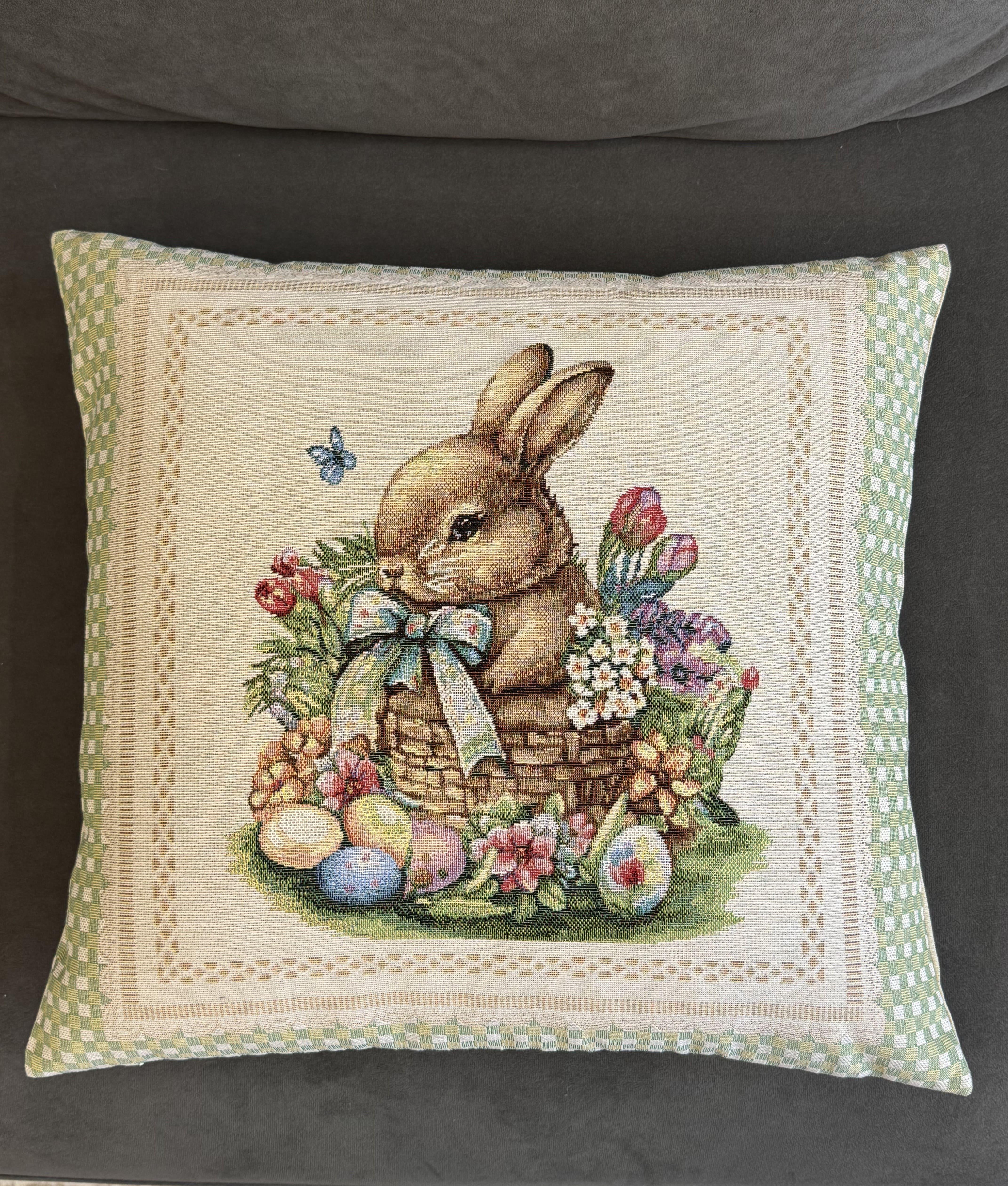 Наволочка Пасхи Rabbit гобеленовая 45х45 см (34298669)