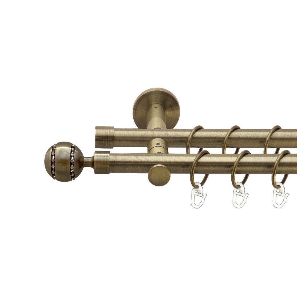 Карниз Orvit Аркадия двухрядный гладкий 19/19 мм 160 см Антик (00-00013316)