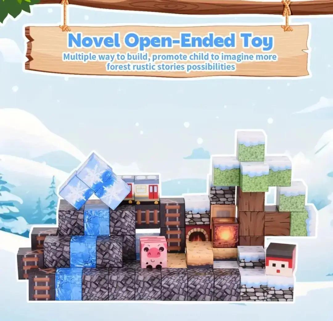 Конструктор магнітний Майнкрафт Льодова траса з будинком та порталом 100 кубиків - фото 2 Конструктор магнітний Майнкрафт Льодова траса з будинком та порталом 100 кубиків - фото 2