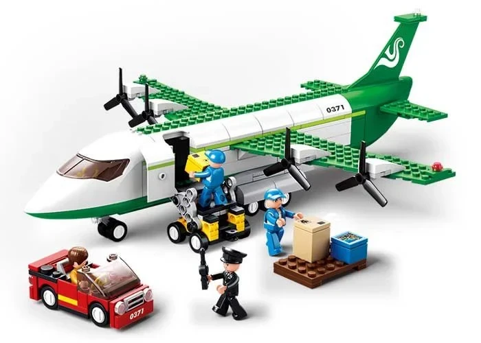 Конструктор Sluban Транспортный самолет 383 детали фигурки 39 см Зеленый (388)