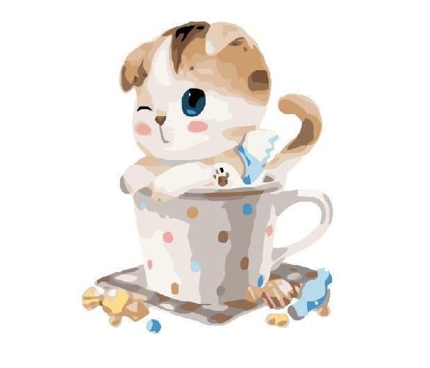 Картина по номерам Brushme Котенок в чашке 40х50 см (GX8395)