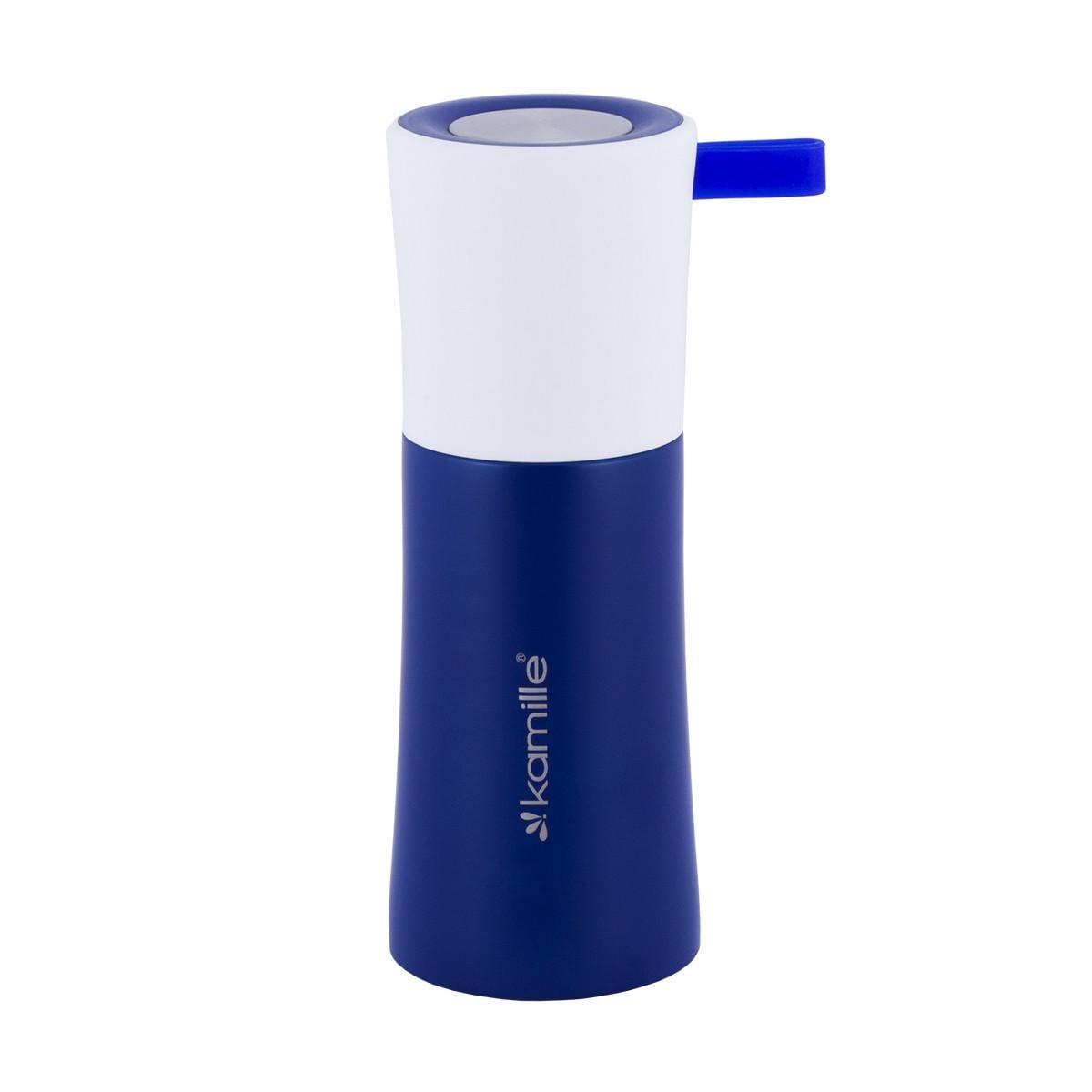 Термос с резиновым ремешком на крышке Kamille KM-2021 из нержавеющей стали 350 мл Синий (150-84-2021.2)