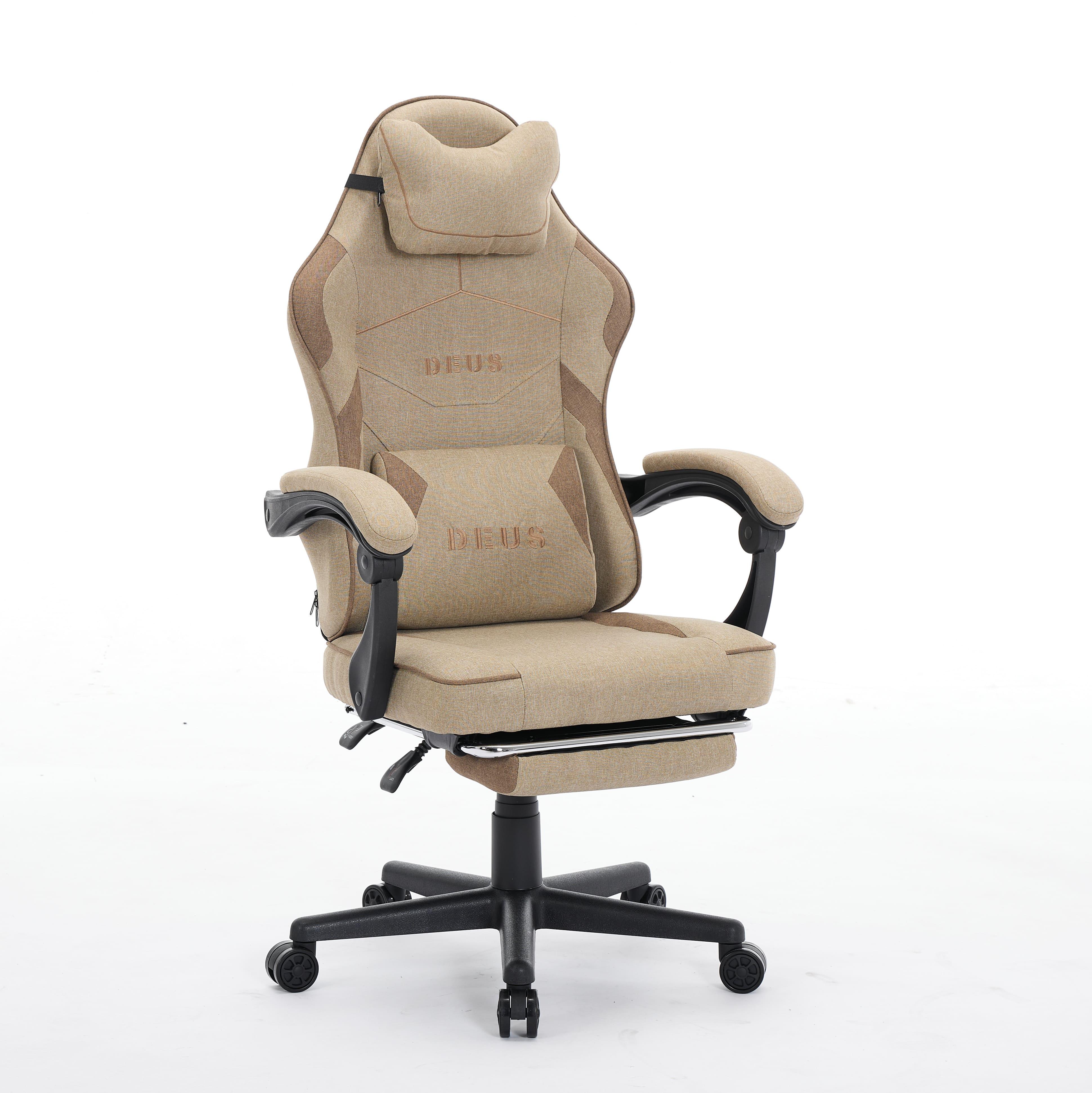 Кресло компьютерное с подставкой для ног Deus Edge Бежевый/Коричневый (30631543)