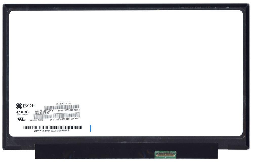 Матрица для ноутбука 12,5" Slim 30 pin eDP по справа 1366x768 LED без креплений матовая BOE-Hydis HB125WX1-200