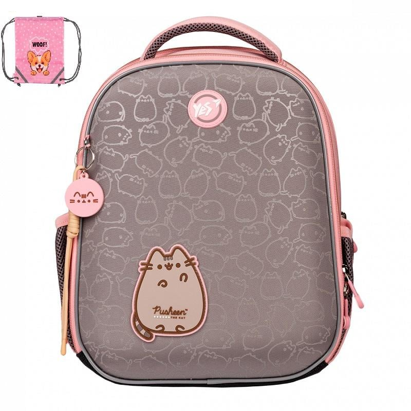 Рюкзак школьный ортопедический YES Н-100 Pusheen Fatty с сумкой 35х28х15 см (559851)