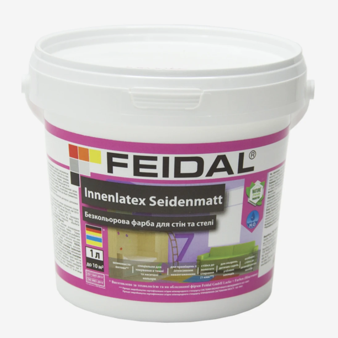 Краска интерьерная Feidal Innenlatex Seidenmatt 7 бесцветная 1 л (1886455327)