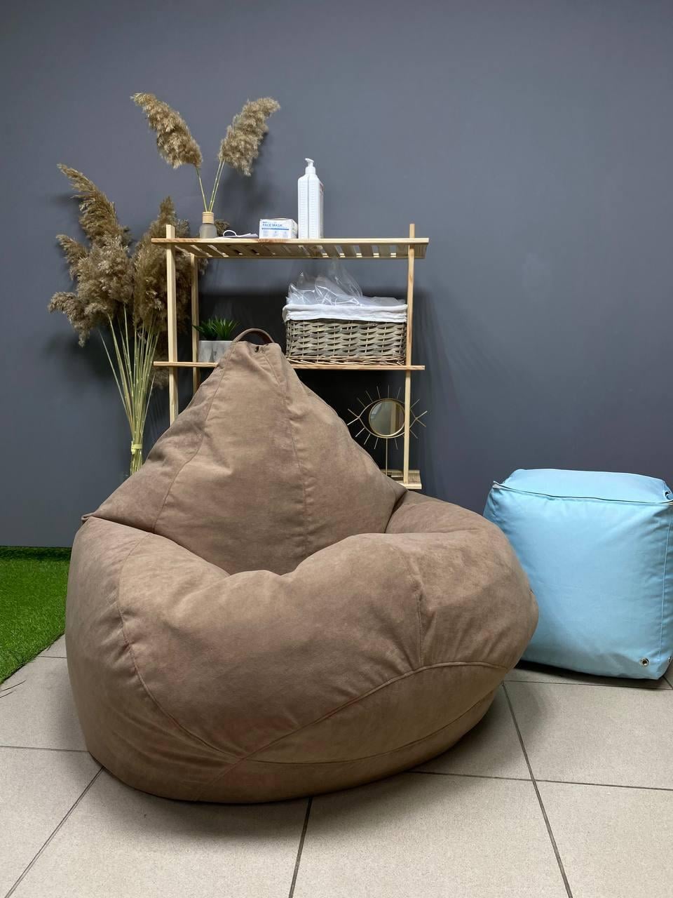 Бескаркасное кресло-мешок SkyPuff MEGA Груша Victory XXXL 160х120 см Latte (1160049)