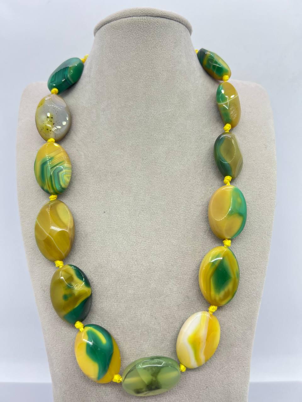 Бусы агат 29х19 мм 50 см Разноцветный (11401)