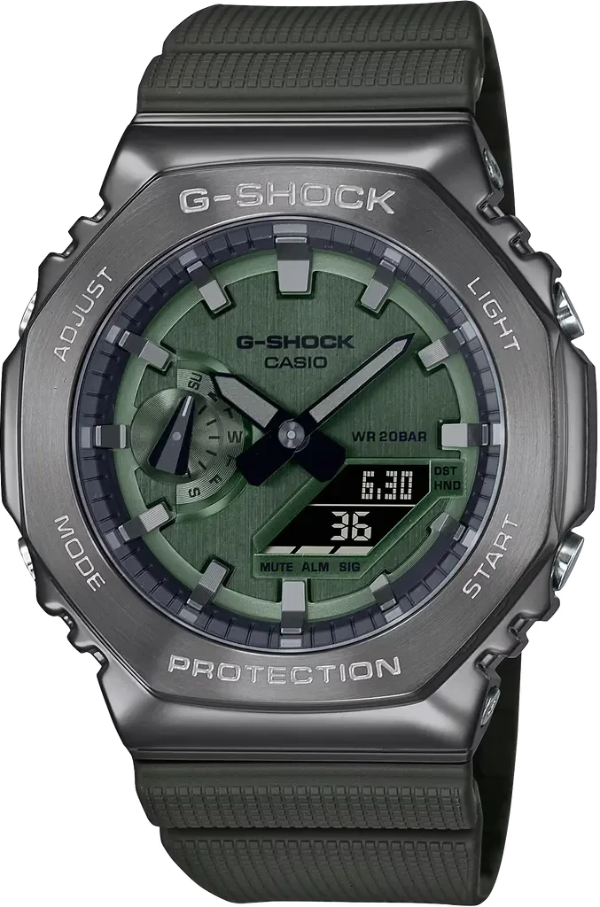 Наручные часы мужские Casio G-Shock GM-2100B-3AER ударопрочные с водозащитой 200 м Зеленый (3099560389)