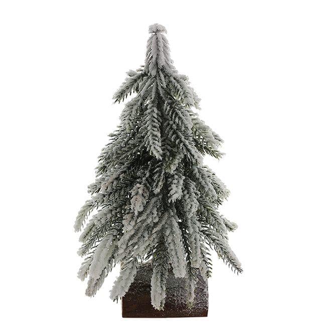 Елка литая Flora заснеженная на деревянной подставке 19 см (13204)