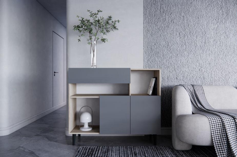 Комод с ящиком и двумя секциями с дверцей (RM1B2F1200DSDG) Комод с ящиком и двумя секциями с дверцей (RM1B2F1200DSDG)