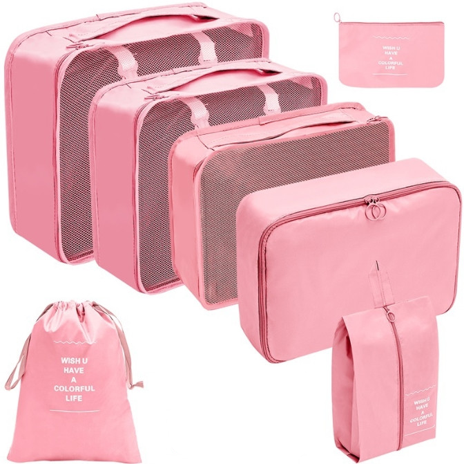 Набір дорожніх органайзерів для зберігання речей Travel storage bag 7 шт. Рожевий (2936)