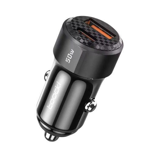 Зарядний пристрій автомобільний для Toocki 50W QC3,0я/PD3,0 в прикурювач Black