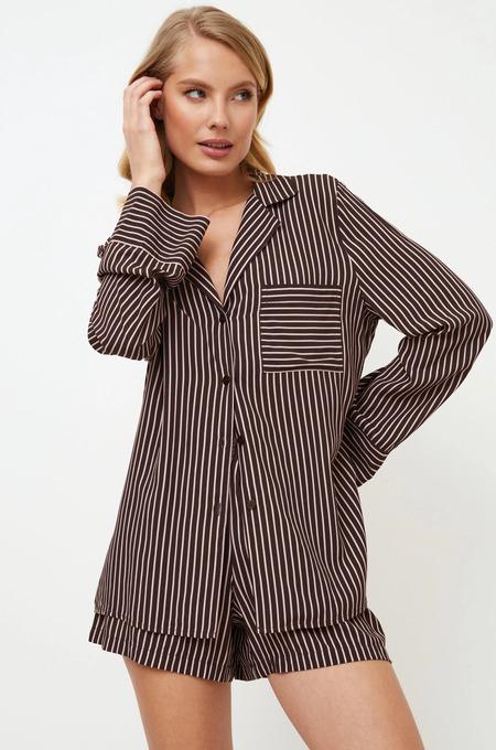 Піжама жіноча Aruelle сорочка і шорти М смужка (Margot-short) - фото 3 Піжама жіноча Aruelle сорочка і шорти М смужка (Margot-short) - фото 3