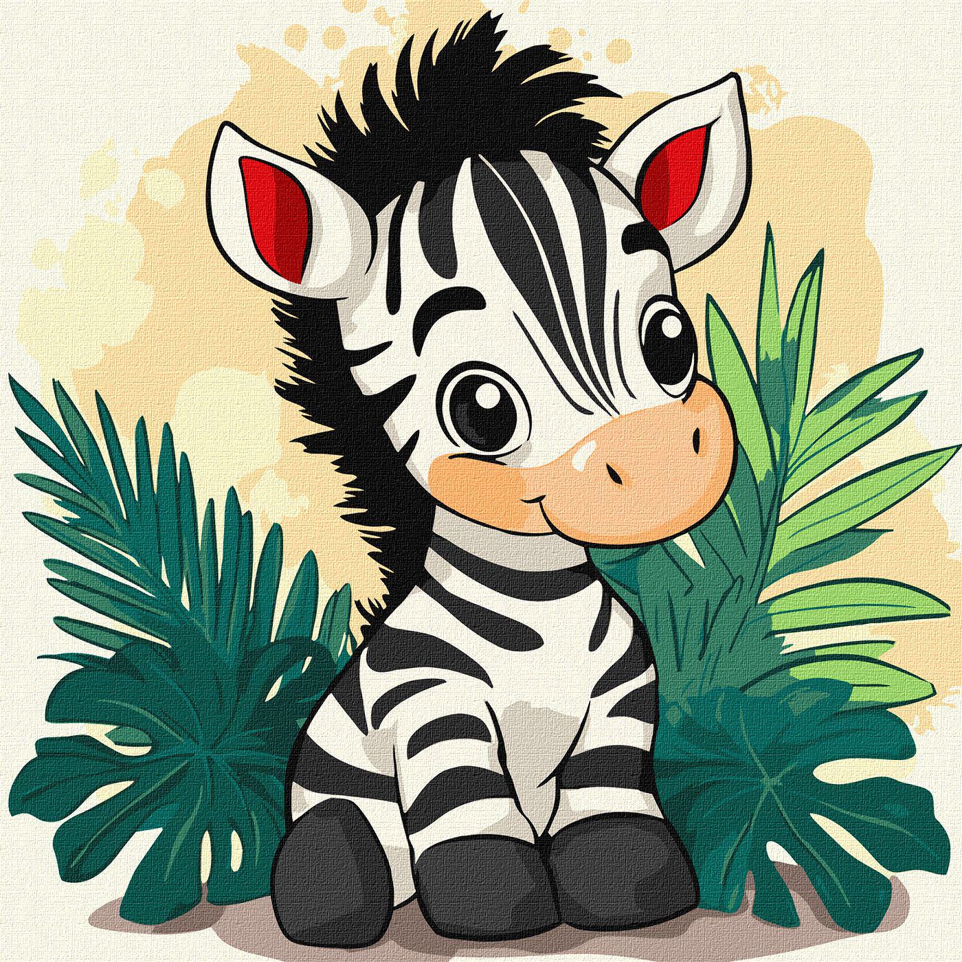 Набір для розпису по номерах Ideyka 5+ Весела зебра КНО1273 30x30 см (MTT-201123)