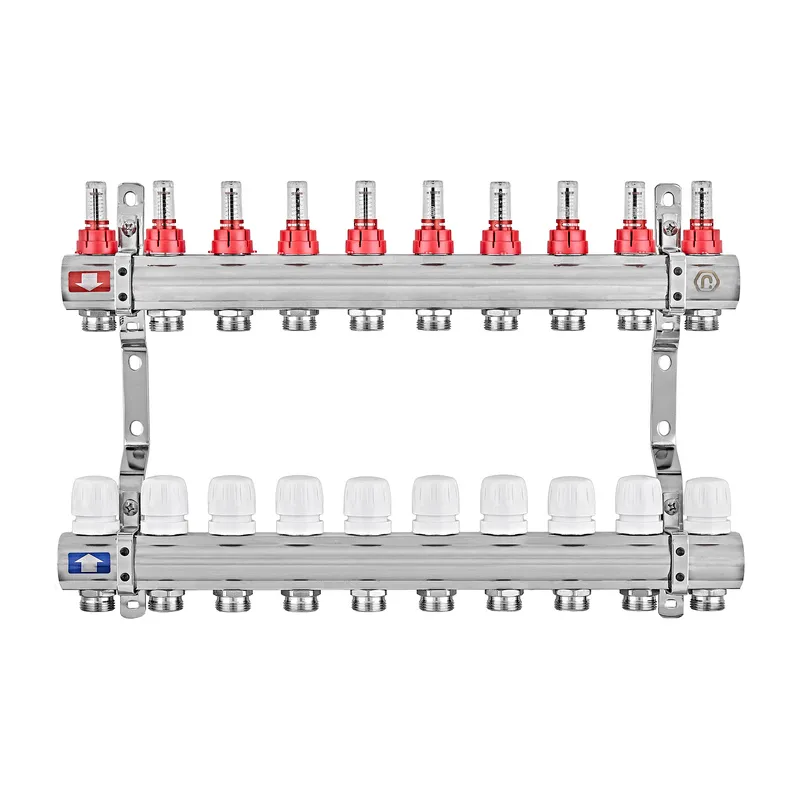 Коллекторный блок с расходомерами EUROPRODUCT EP.B3110-10-1 x10 латунь (EP6198) Коллекторный блок с расходомерами EUROPRODUCT EP.B3110-10-1 x10 латунь (EP6198)