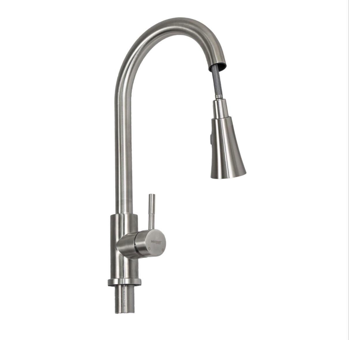 Смеситель для кухни MIXXUS SUS 014-B с вытяжной лейкой Никель (SS0023)