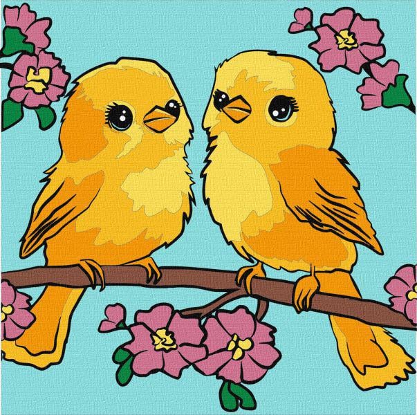 Картина по номерам Ideyka Радужные птички 25х25 см (Id-KHO1178)