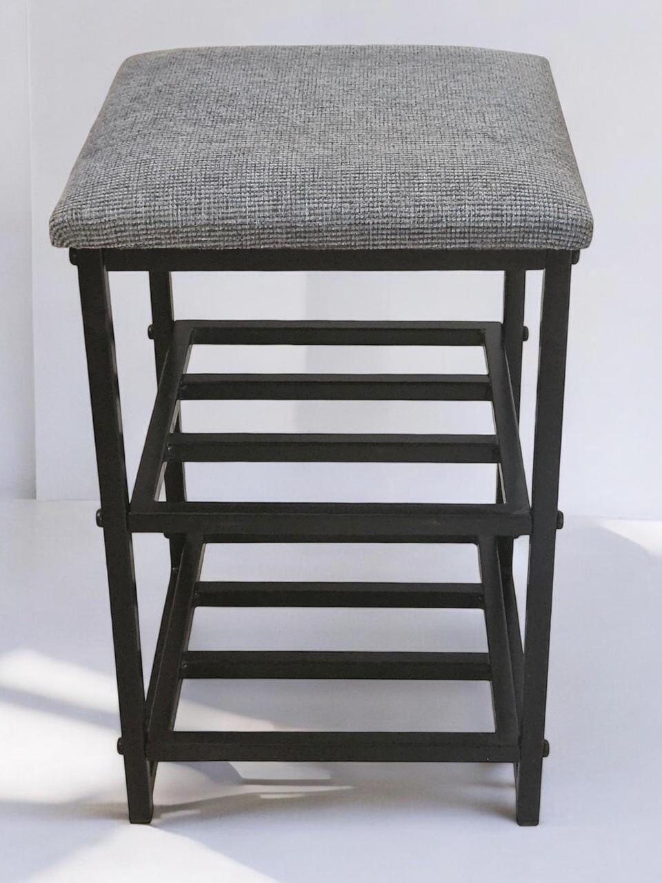 Банкетка Stella лофт мини с полками разборная Черный/Серый