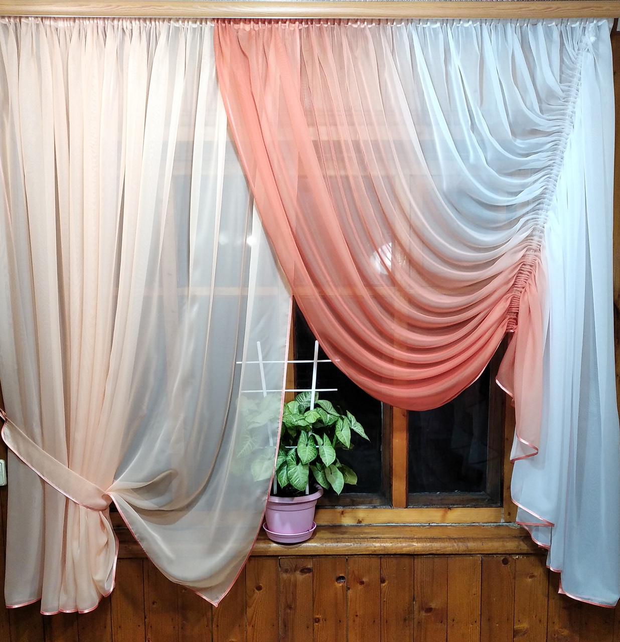 Занавеска кухонная Ясмина Персиковый (1566078881) - фото 2 Занавеска кухонная Ясмина Персиковый (1566078881) - фото 2