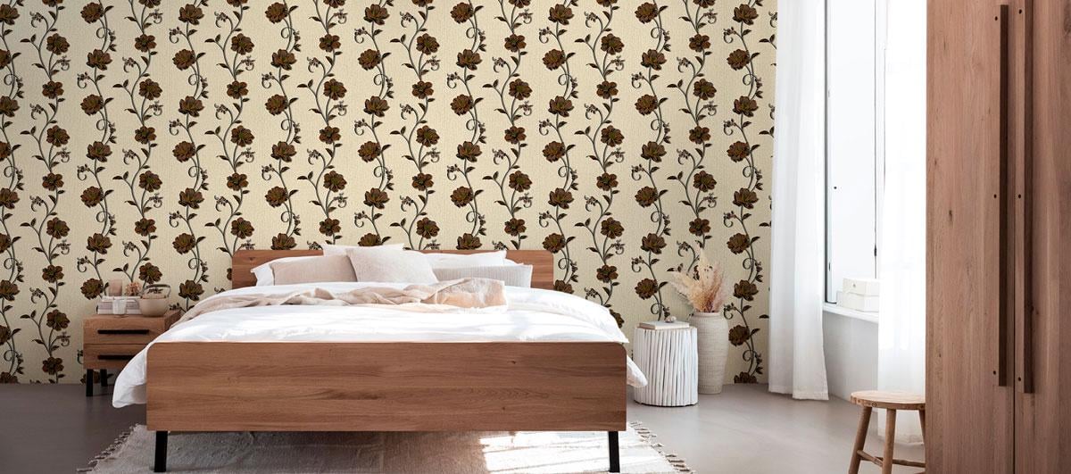 Обои бумажные Континент Деми Коричневые цветы/Бежевый фон (1263) - фото 2