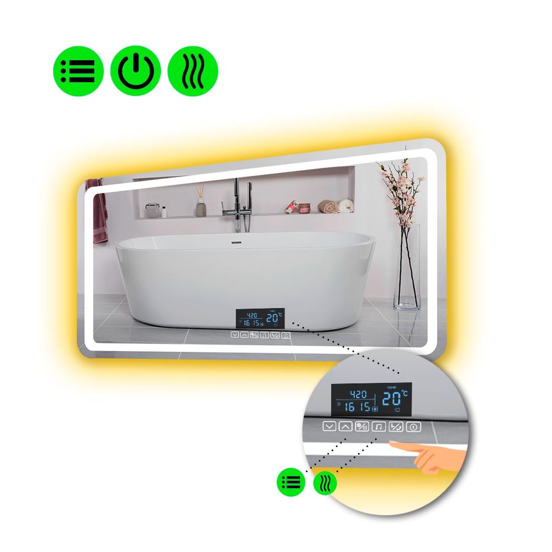 Зеркало с LED подсветкой Anvi с Smart-блоком и подогревом 80x60 см (8995321)