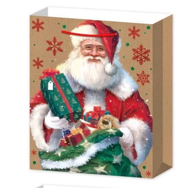 Пакет новорічний паперовий R96604-S Santa S 18х23х10 см