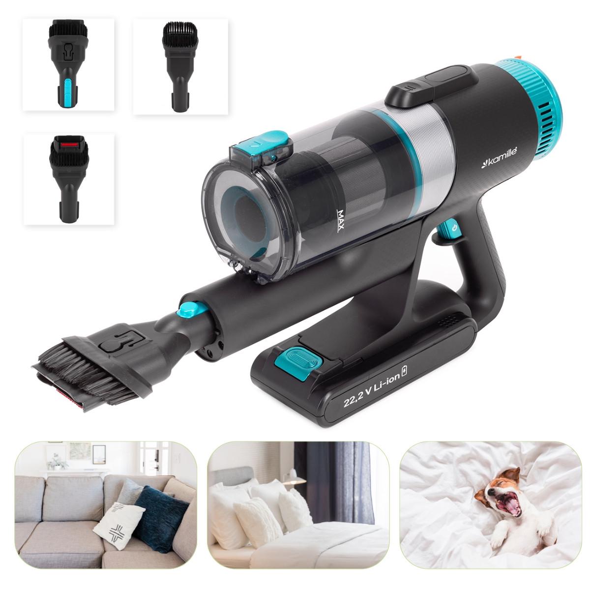 Пылесос беспроводной Kamille KM6901 вертикальный 2в1 120 Вт Черно-зеленый (106-84-6901) - фото 6 Пылесос беспроводной Kamille KM6901 вертикальный 2в1 120 Вт Черно-зеленый (106-84-6901) - фото 6