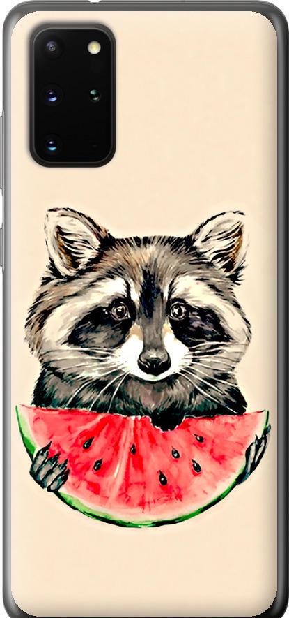 Чехол на Samsung Galaxy S20 Plus Енотик с арбузом (4605u-1822-42517)