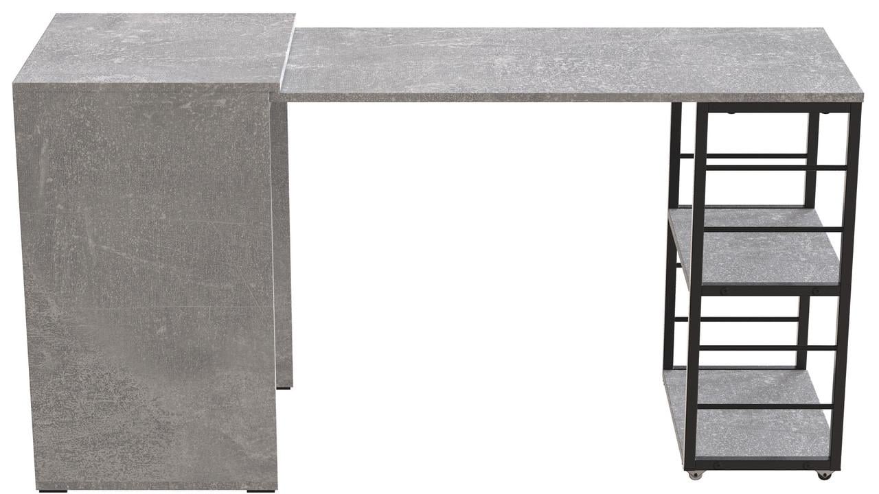 Стіл-тумба трансформер Ferrum-decor Смарт 2/1 метал/ДСП 16 мм 750x1450x500 мм Чорний/Бетон (FRD-105101)