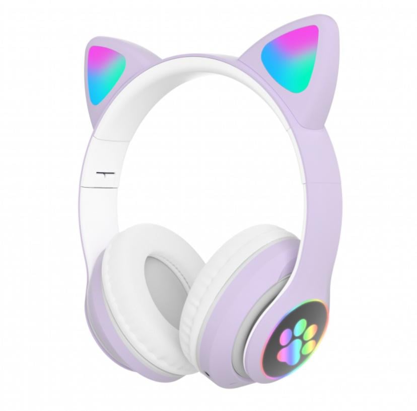 Наушники беспроводные с ушками Cat Ear VZV-23M/7805 с Led подсветкой Фиолетовый (30149838КER) - фото 1