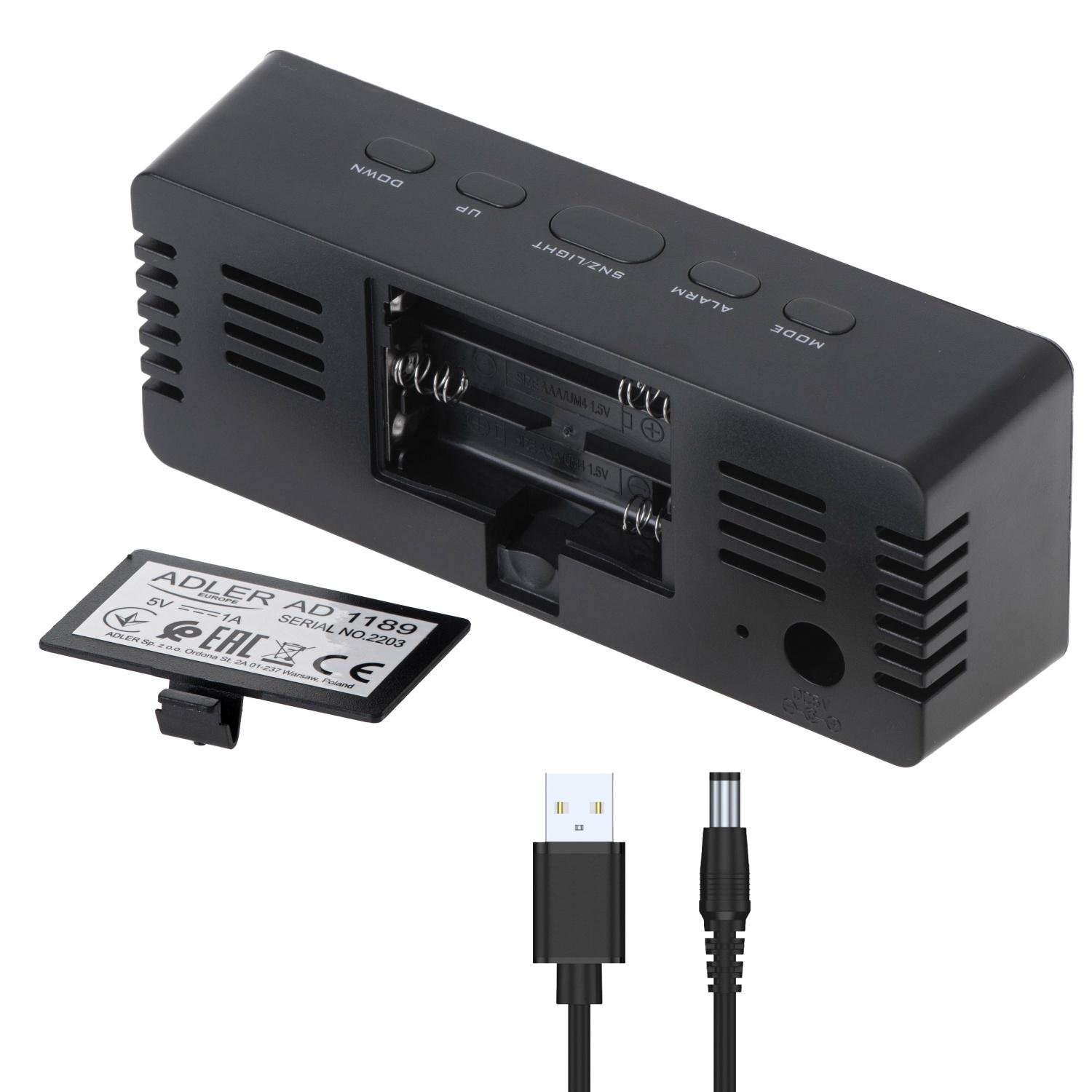 Часы Adler AD 1189 с термометром USB питания 3 режима сигнала (04086) - фото 5 Часы Adler AD 1189 с термометром USB питания 3 режима сигнала (04086) - фото 5