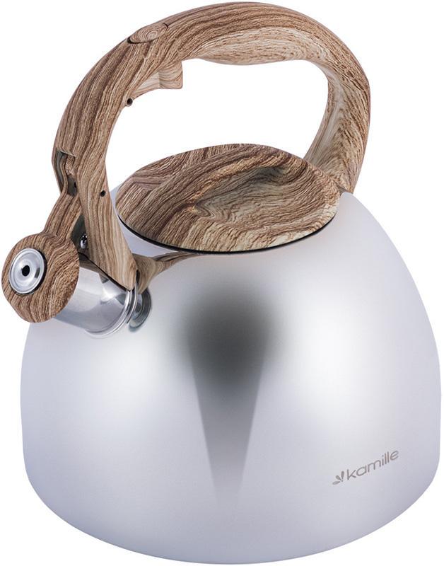 Чайник Kamille Whistling Kettle из нержавеющей стали сатин со свистком 2,7 л (KM-1090)