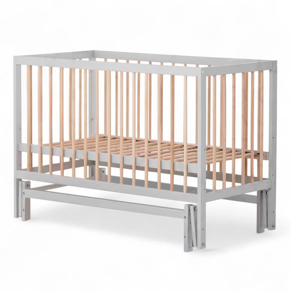 Кровать детская БУК София-2 с маятниковым механизмом Серый + дерево Кровать детская БУК София-2 с маятниковым механизмом Серый + дерево