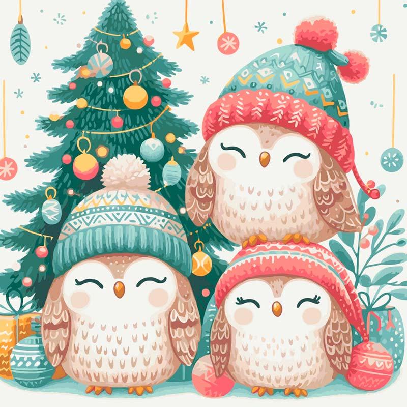 Картина по номерам ART CRAFT Рождественские совенки 40х40 см (11586-AC)