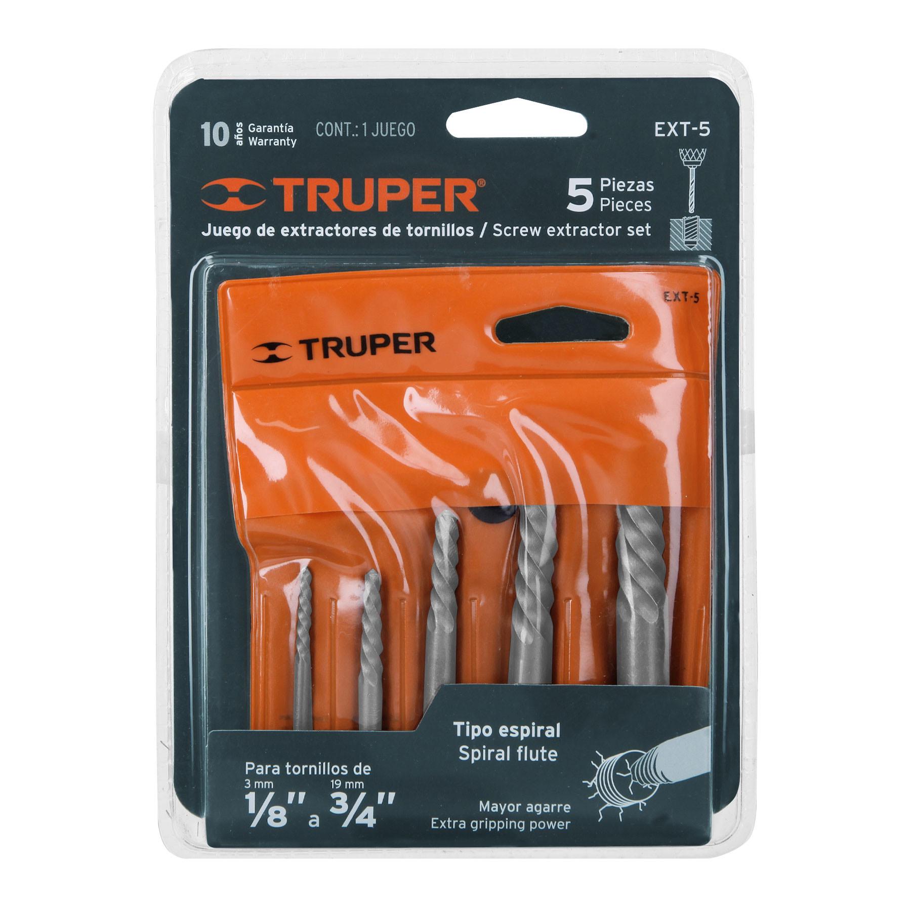 Набор винтовых экстракторов Truper EXT-5 1/8"-3/4" 5 шт. (EXT-5) - фото 2