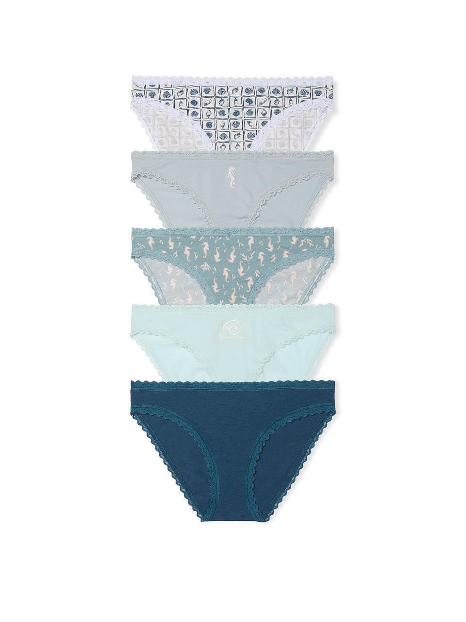Набор трусиков Victoria's Secret Stretch Cotton Lace-Trim Bikini 5 шт. M Разноцветный (2858904780)