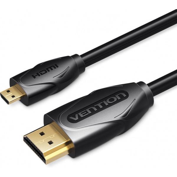 Vention Кабель HDMI-microHDMI v.2.0 4K 60Hz 18Gbps HDR Video Dolby True Audio 1,5 м Black (VAA-D03G)